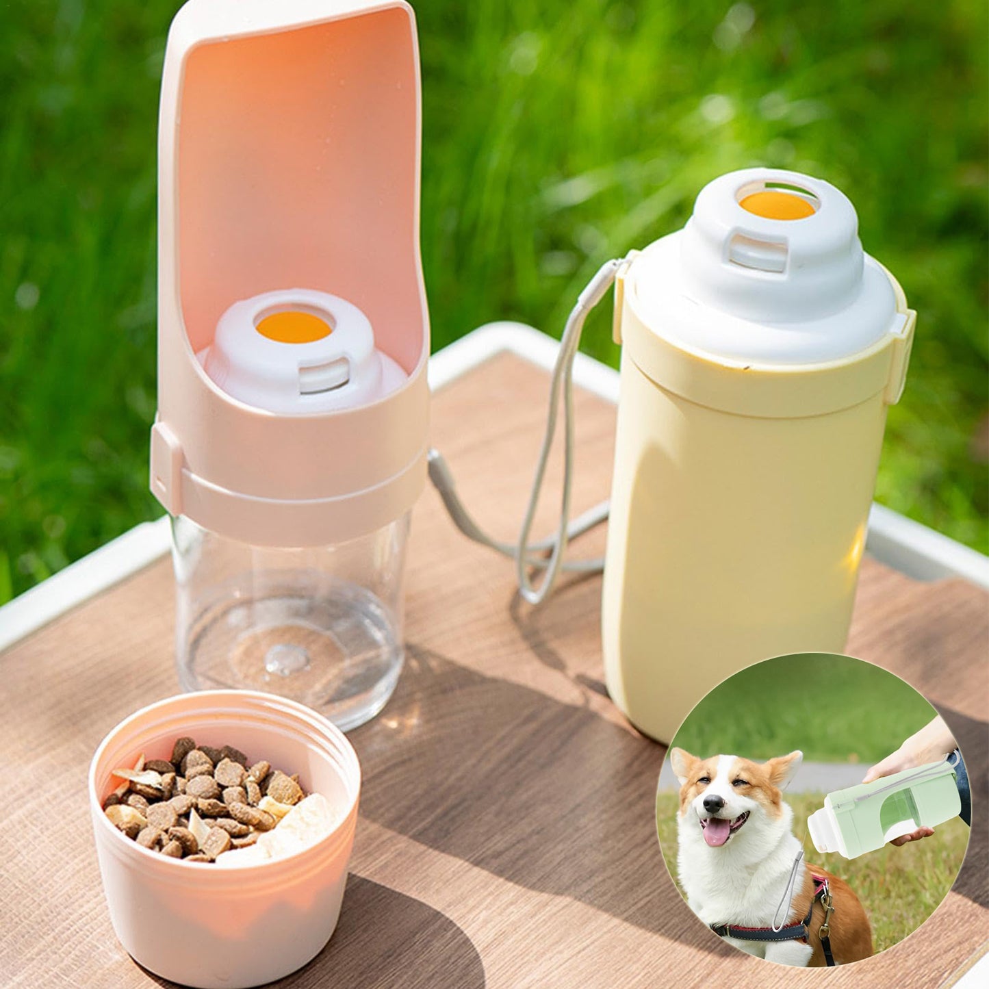2 In 1 Travel Water Dispenser & Feeder For Pets