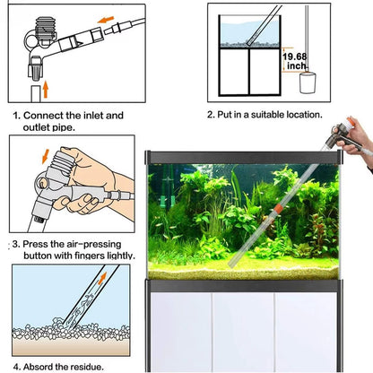 Press-Type Siphon Pump Aquarium Gravel Cleaner