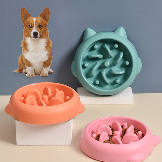 Pets Anti Choking Slow Feeder Dish Bowl