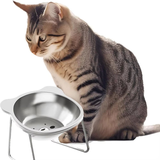 Stainless Steel Cat Bowl with Metal Stand – Food & Water