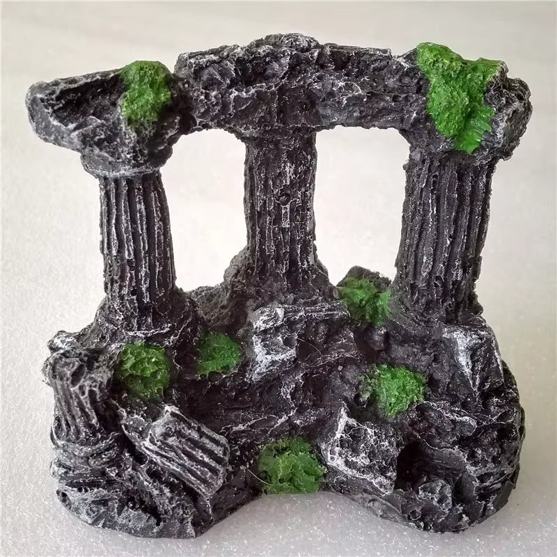 Rome Stone Pillar Aquarium Decoration – Retro Resin