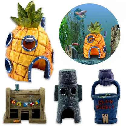 Cartoon Pineapple House – Fun Aquarium Decoration