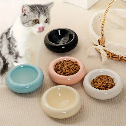 Ceramic Donut Cat Bowl – Non-Slip & Anti-Fall Design