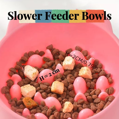 Anti-Choking Slow Food Cat Bowl – High Feet Design