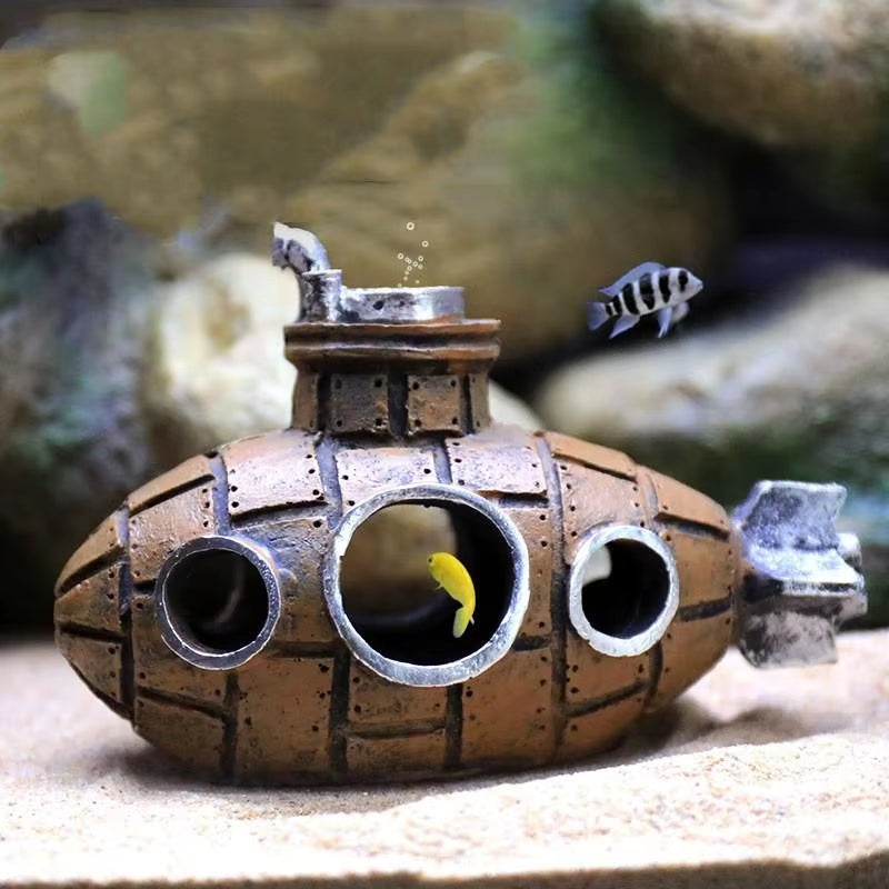 Resin Submarine Cave – Aquarium Fish & Shrimp Shelter