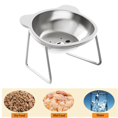 Stainless Steel Cat Bowl with Metal Stand – Food & Water