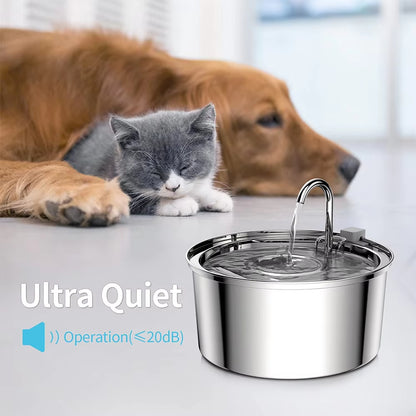 Stainless Steel Pet Water Feeder – Automatic Fountain