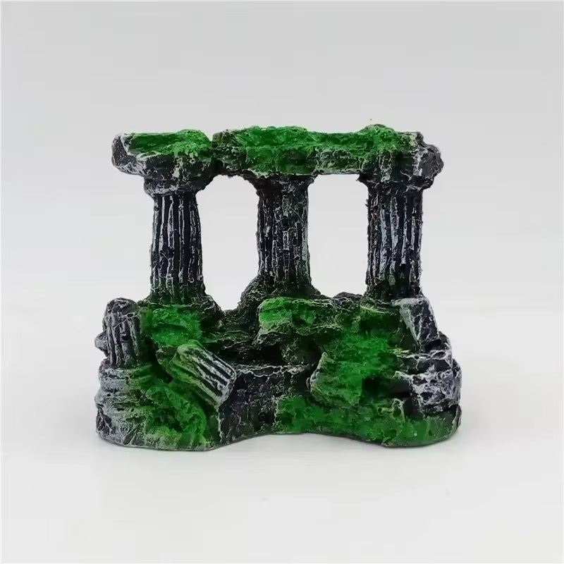 Rome Stone Pillar Aquarium Decoration – Retro Resin