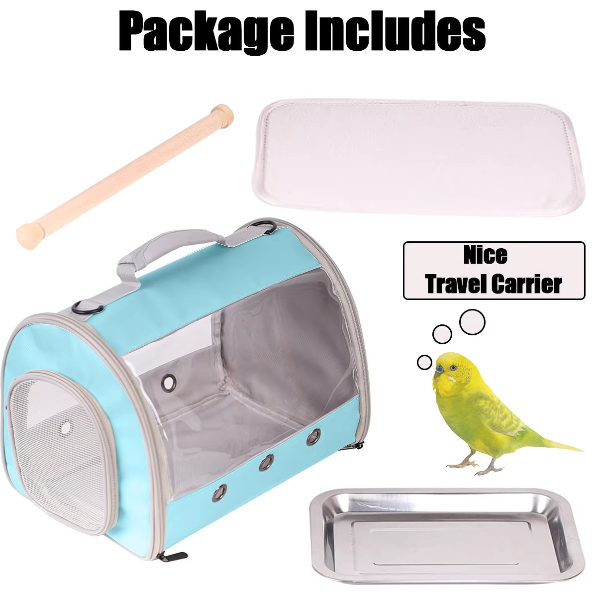 Clear Portable Bird Carrier – Breathable Travel Cage