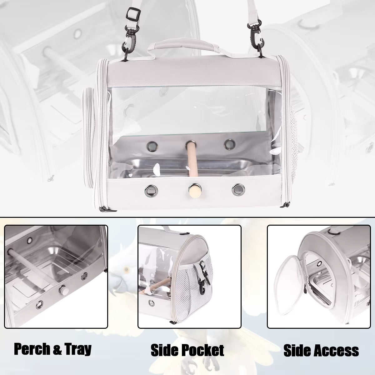 Clear Portable Bird Carrier – Breathable Travel Cage