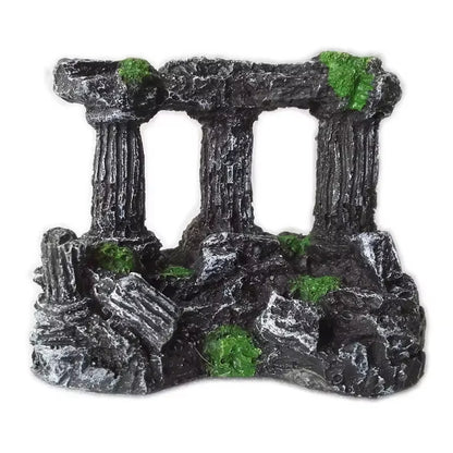 Rome Stone Pillar Aquarium Decoration – Retro Resin