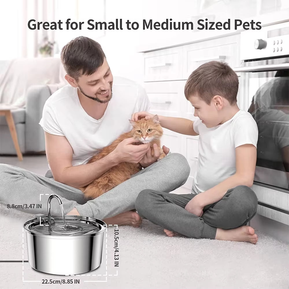 Stainless Steel Pet Water Feeder – Automatic Fountain