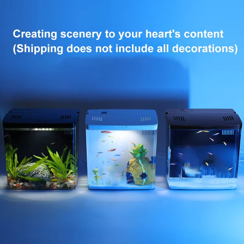 Mini Tabletop Fish Tank – Self-Circulating Filter