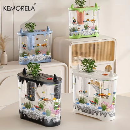 KEMORELA Small Desktop Fish Tank – HD & Filter-Free