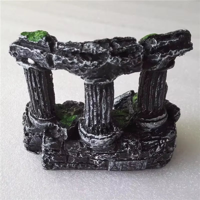 Rome Stone Pillar Aquarium Decoration – Retro Resin