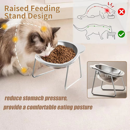 Stainless Steel Cat Bowl with Metal Stand – Food & Water