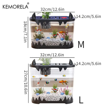 KEMORELA Small Desktop Fish Tank – HD & Filter-Free