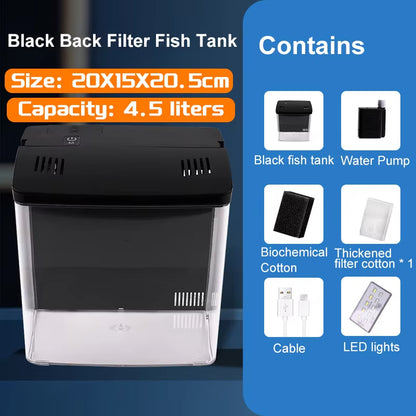 Mini Tabletop Fish Tank – Self-Circulating Filter