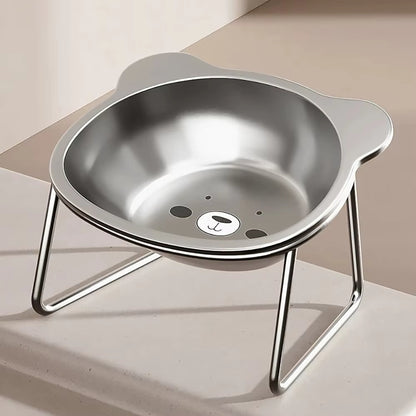 Stainless Steel Cat Bowl with Metal Stand – Food & Water