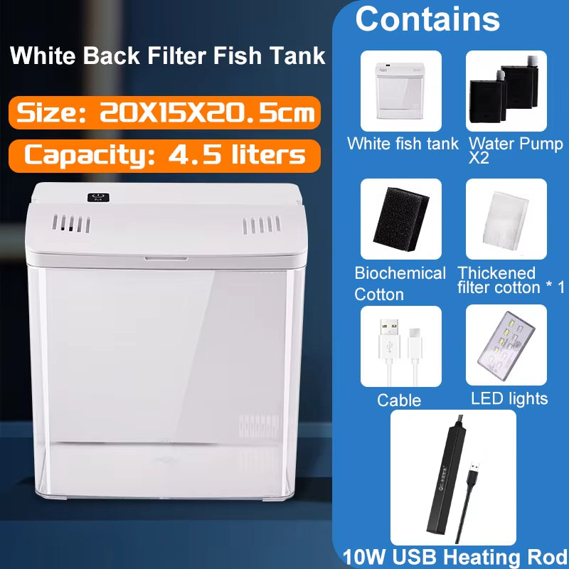 Mini Tabletop Fish Tank – Self-Circulating Filter