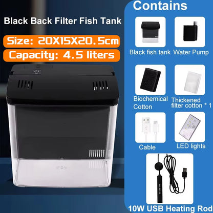 Mini Tabletop Fish Tank – Self-Circulating Filter