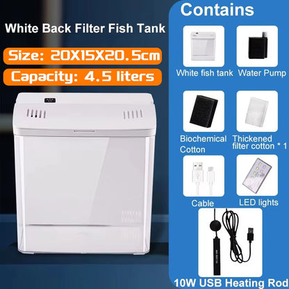 Mini Tabletop Fish Tank – Self-Circulating Filter