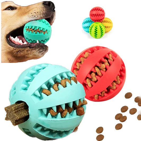 Interactive Rubber Dog Chew Ball Treat Dispenser