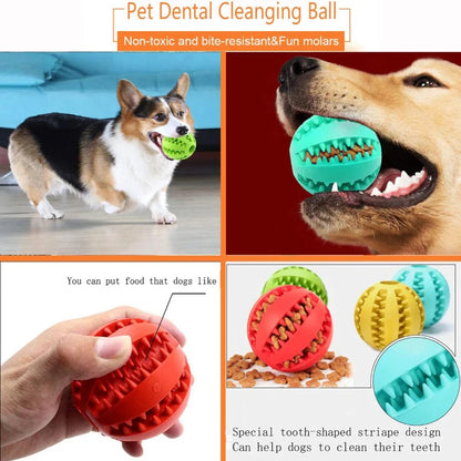 Interactive Rubber Dog Chew Ball Treat Dispenser