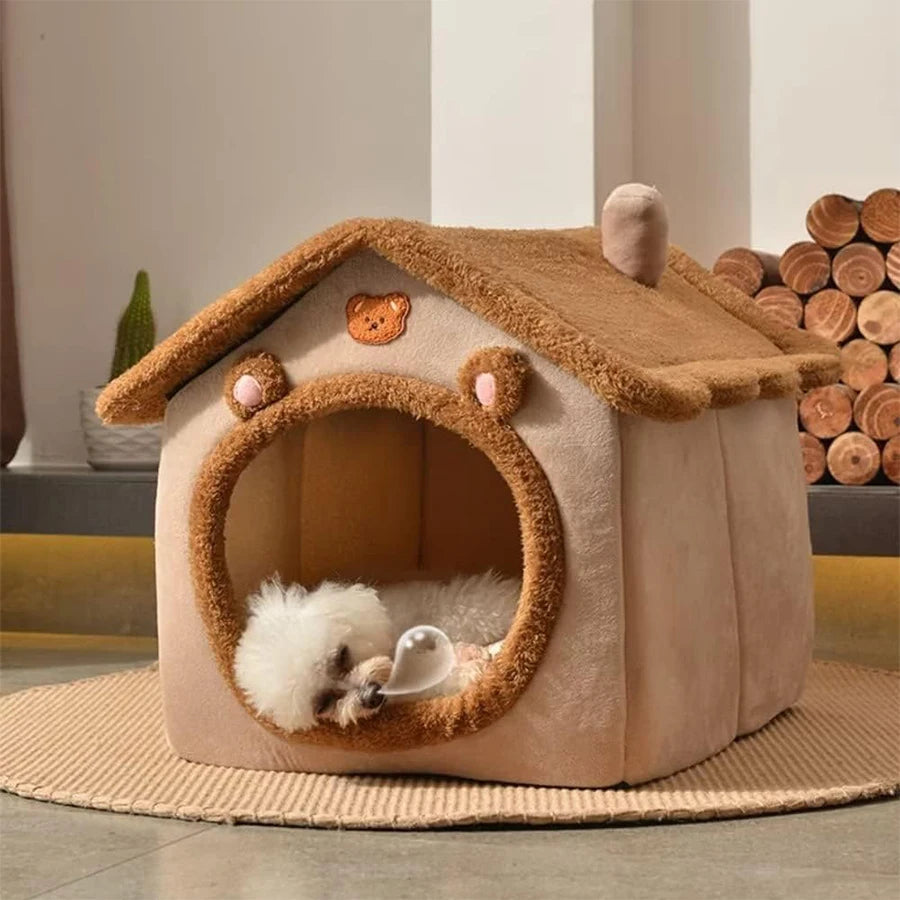 Foldable Washable Pet House Cat Puppy Cave Bed