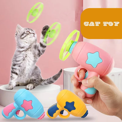 Cat Toy Launcher Set with 15 Flying Discs & Sound