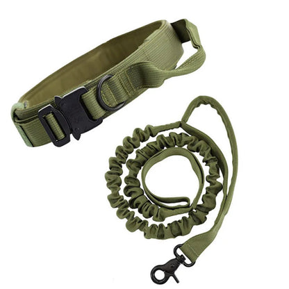 Tactical Nylon Dog Collar & Leash Adjustable Durable