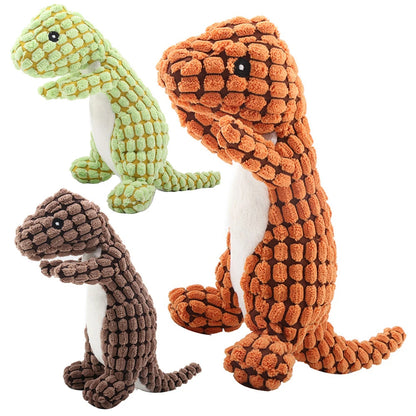 Indestructible Squeaky Dinosaur Dog Toy for Aggressive Chewers