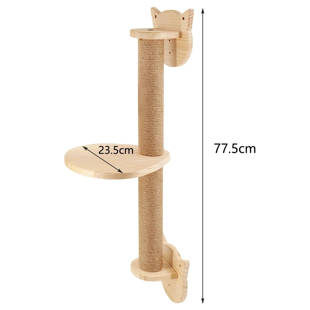 Wall-Mounted Cat Climbing Rope with Wooden Pedals & Sisal