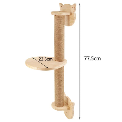 Wall-Mounted Cat Climbing Rope with Wooden Pedals & Sisal