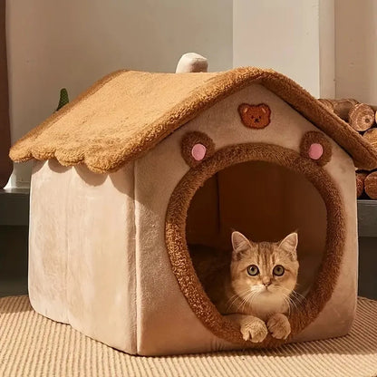 Foldable Washable Pet House Cat Puppy Cave Bed