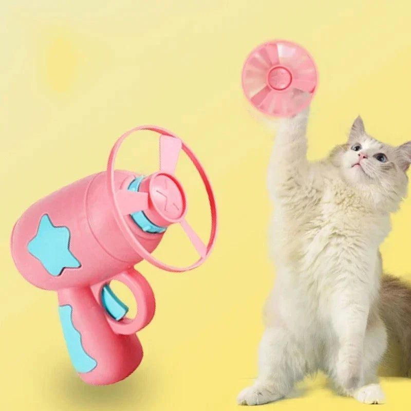 Cat Toy Launcher Set with 15 Flying Discs & Sound