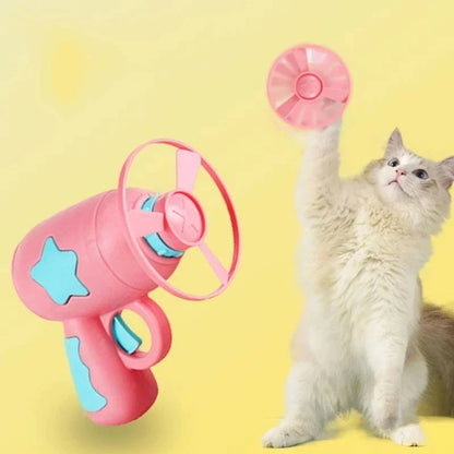 Cat Toy Launcher Set with 15 Flying Discs & Sound