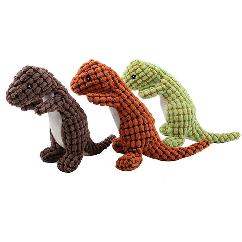 Indestructible Squeaky Dinosaur Dog Toy for Aggressive Chewers