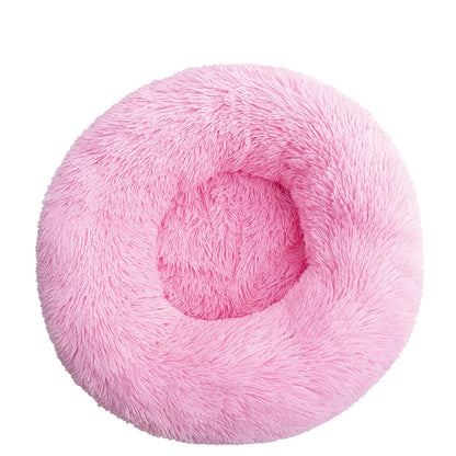 Round Plush Pet Bed Soft & Warm for Dogs & Cats