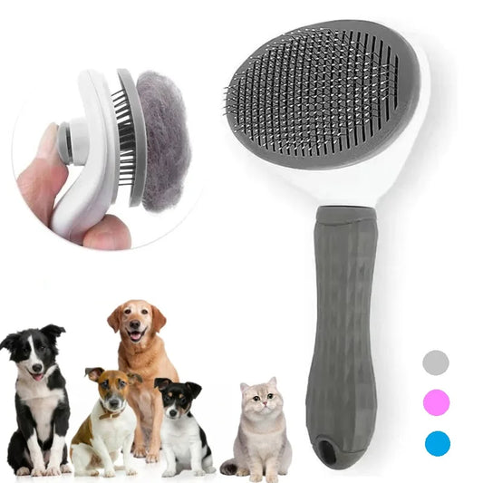 Self-Cleaning Pet Hair Removal Brush for Cats & Dogs