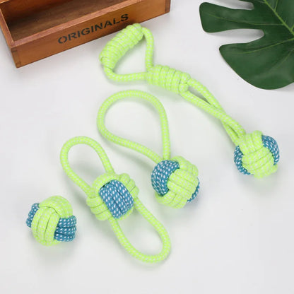 Interactive Cotton Rope Dog Toy Ball for Chewing & Teeth Cleaning