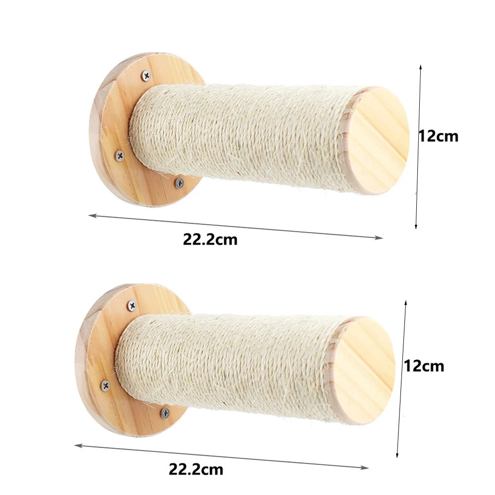 Wall-Mounted Cat Climbing Rope with Wooden Pedals & Sisal