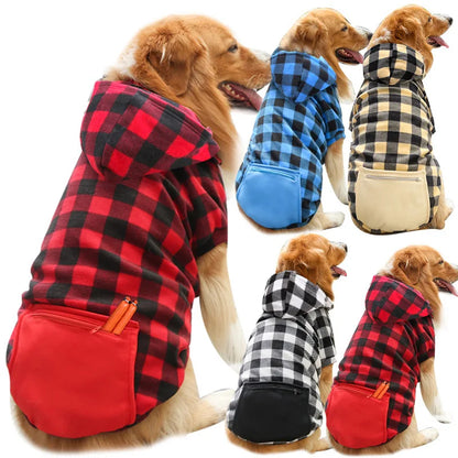 Reversible Plaid Dog Winter Coat for Small to Large Dogs