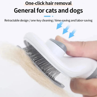 Self-Cleaning Pet Hair Removal Brush for Cats & Dogs