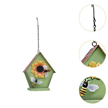 Metal Hanging Bird Nest Hut for Parakeets & Hummingbirds