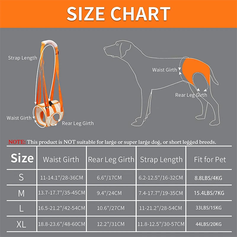 Adjustable Dog Sling Back Legs Support Harness for Rehabilitation