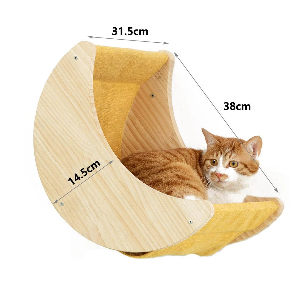 Wall-Mounted Cat Climbing Rope with Wooden Pedals & Sisal