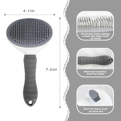 Self-Cleaning Pet Hair Removal Brush for Cats & Dogs