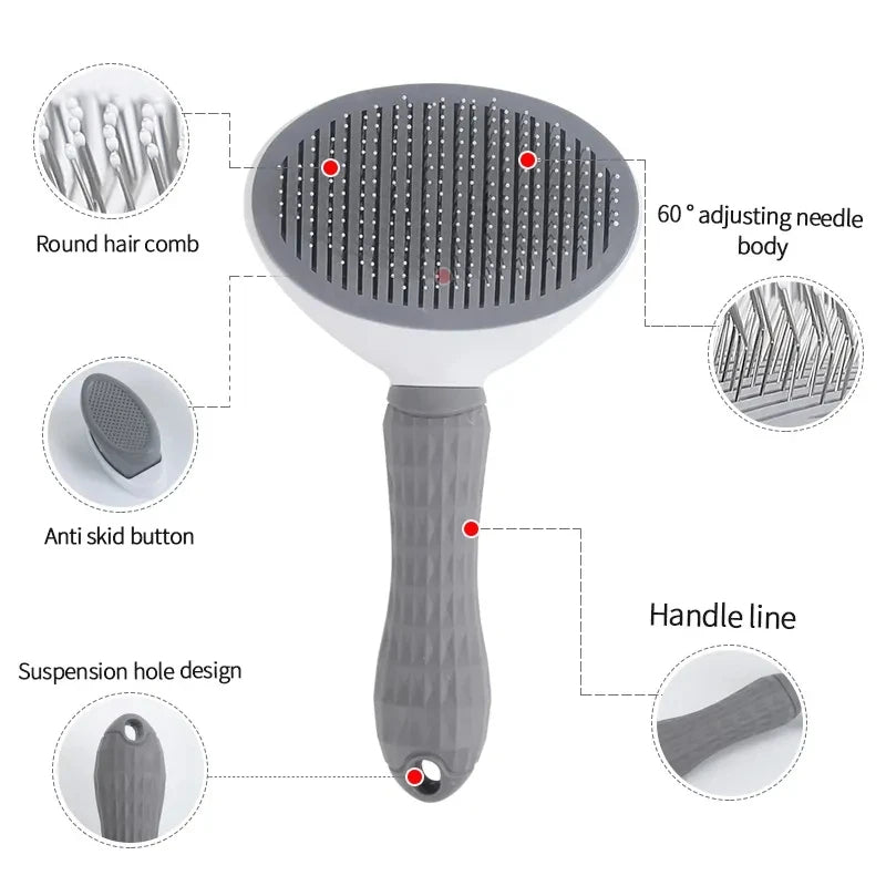 Self-Cleaning Pet Hair Removal Brush for Cats & Dogs