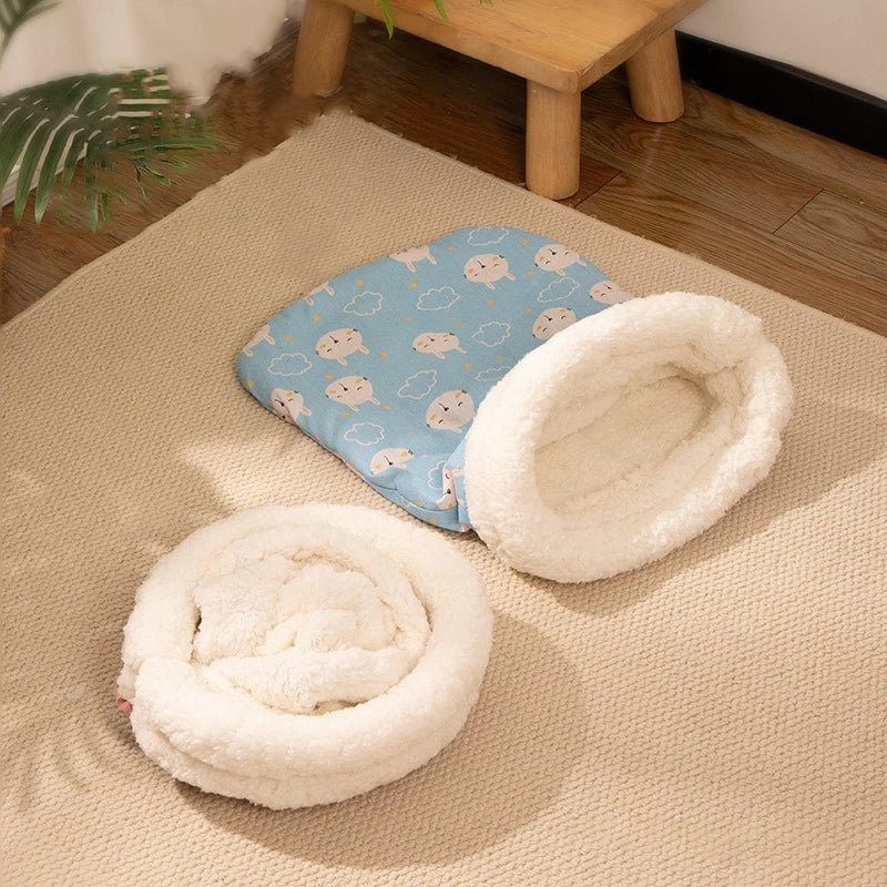 Winter Warm Pet Sleeping Bag Lamb Wool Kitten Nest